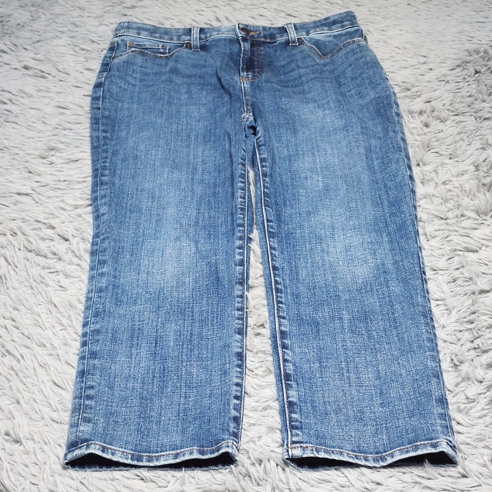 Chicos Slim Leg Crop Jeans Womens US 8 Chicos 1 So Slimming Girlfriend Blue